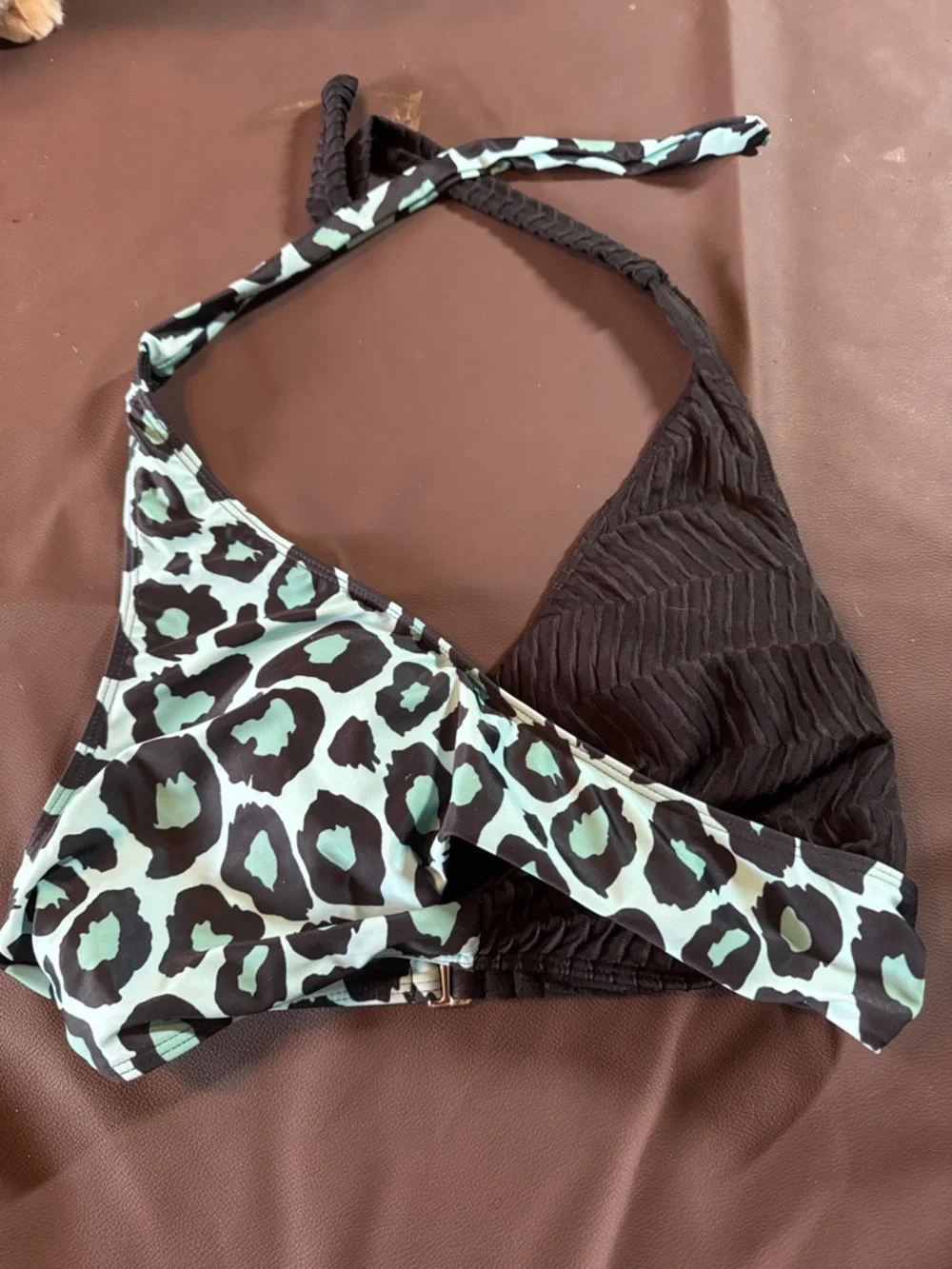 Black & Aqua Leopard Print Women's Bikini Set - Picture 5 of 5